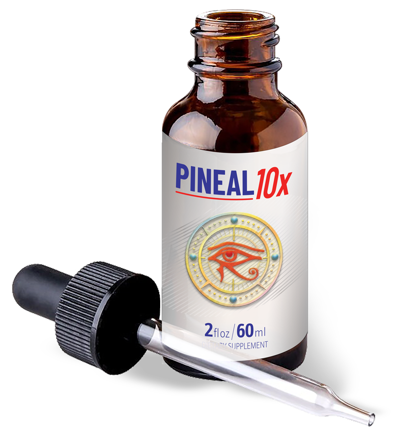 Pineal 10x open bottle showing dropper applicator
