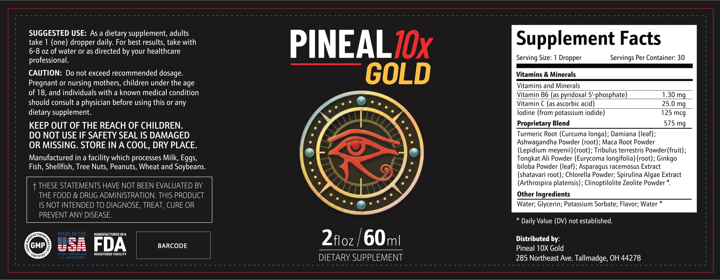 Pineal 10x product label